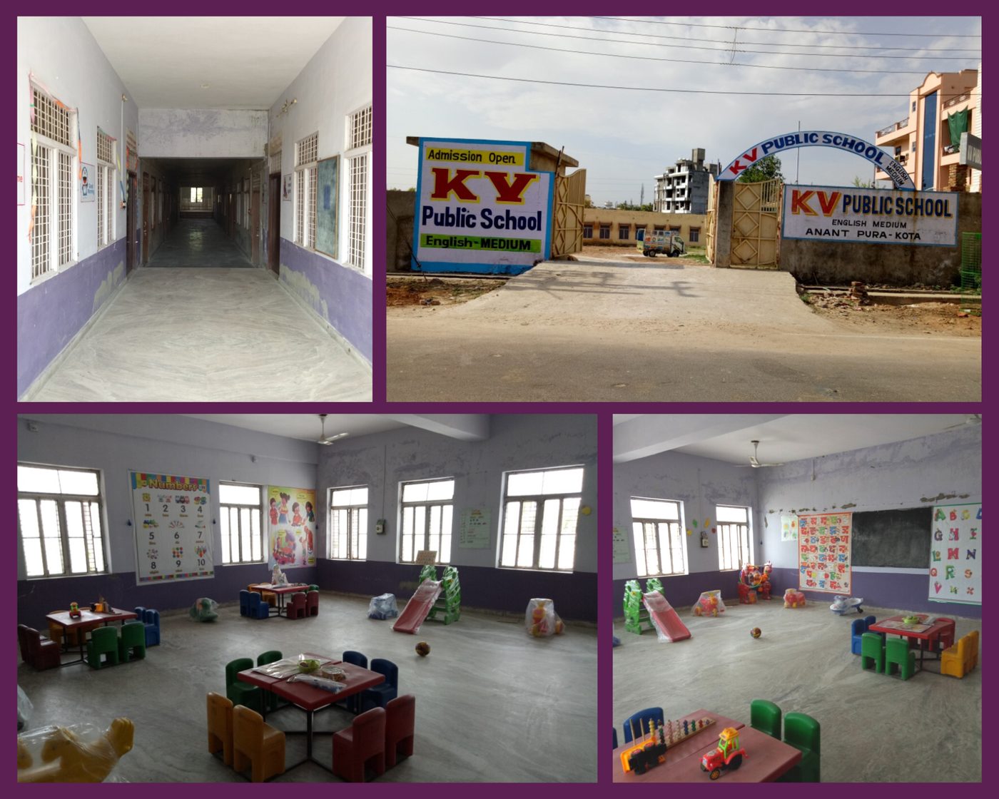 KV Public School campus and classroom collage